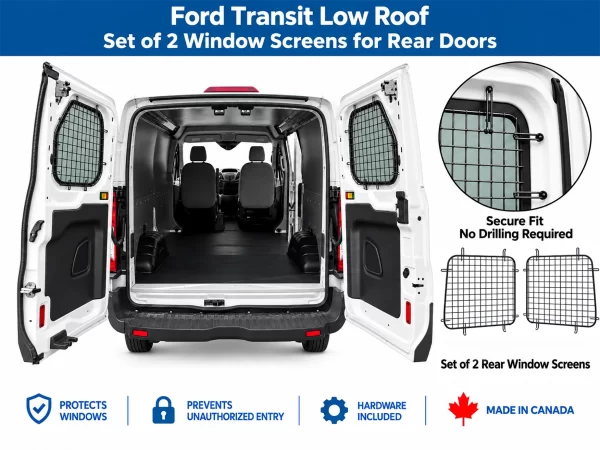 Ford Transit Low Roof 2 Rear Window Security Screens