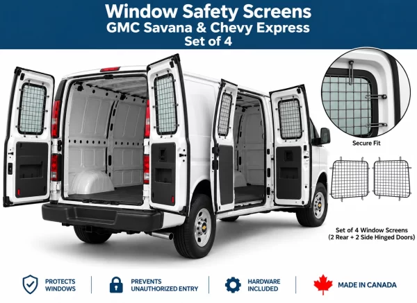 Chevy Express GMC Savana Window Security Screens Set of 4