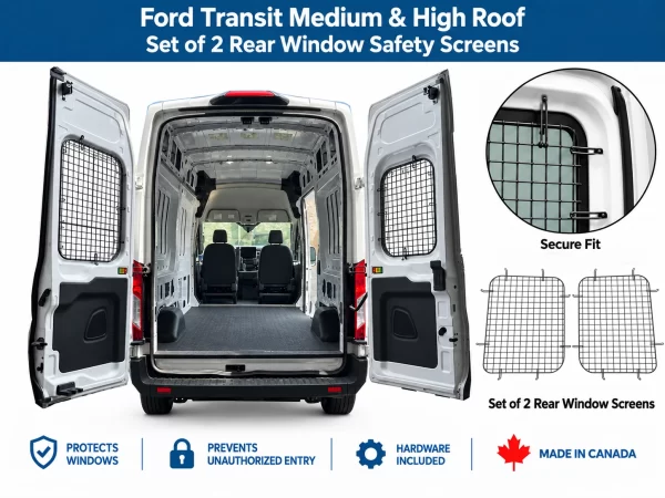 Ford Transit Medium and High Roof rear window security screens set of 2