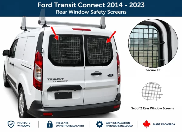 Ford Transit Connect Rear Window Safety Screens