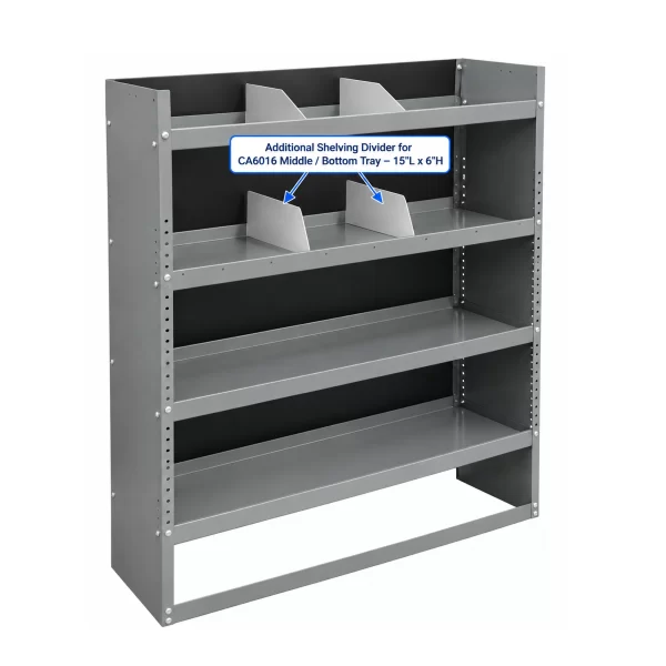 CA6016 shelving divider for middle and bottom tray 15 inch long by 6 inch high