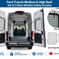 Ford Transit Medium and High Roof rear window security screens set of 2